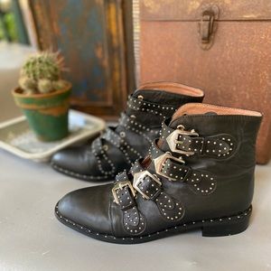 Studded strappy Black Ankle Boots